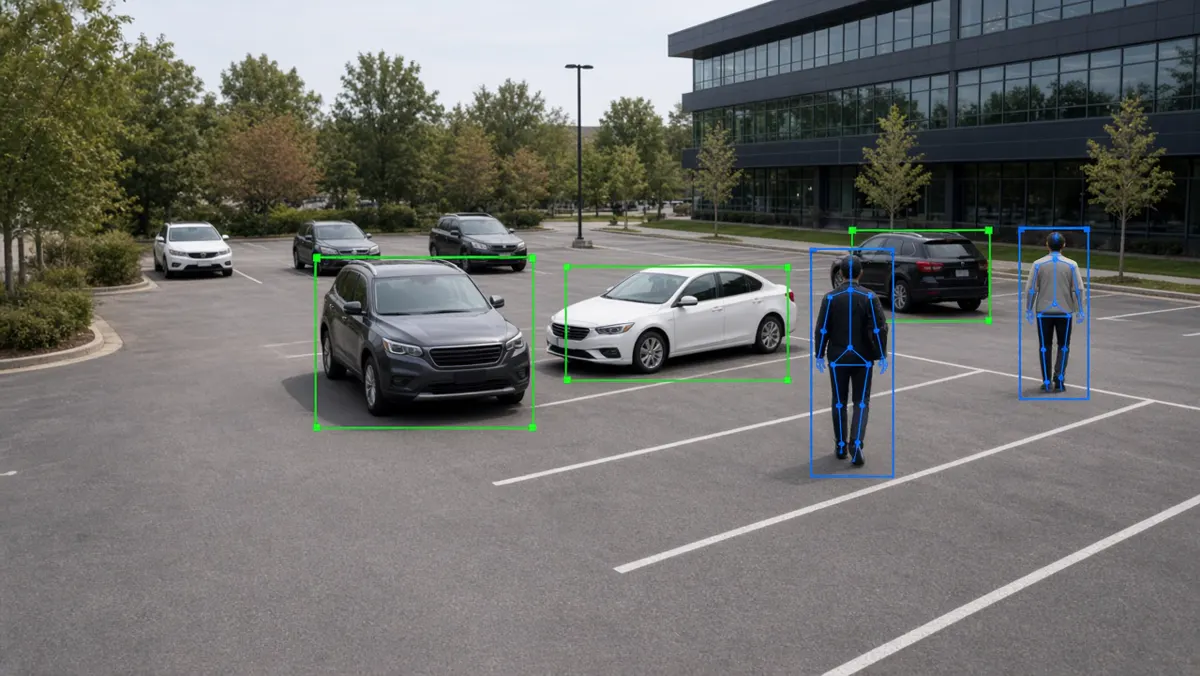 AI camera software detecting vehicles and humans