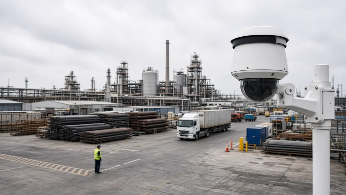 Video analytics camera covering an operational outdoor area