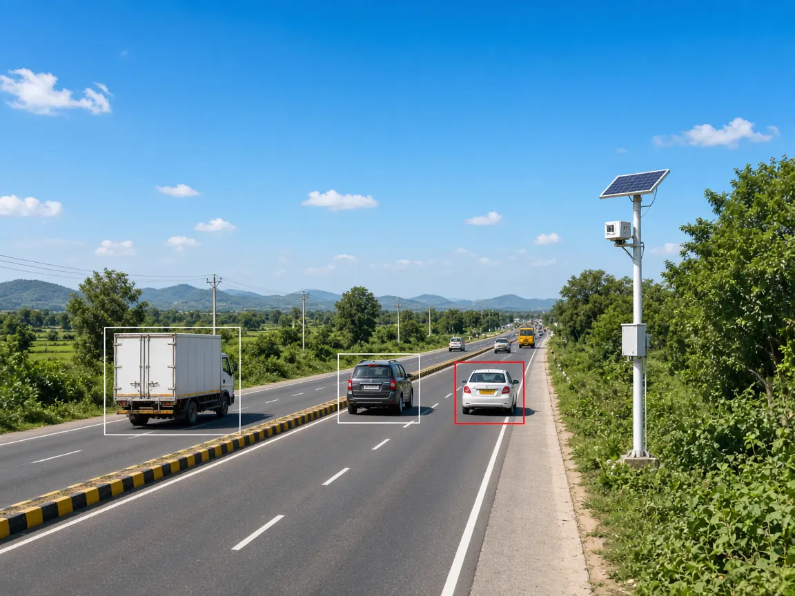Traffic surveillance camera pole on the Kallakurichi–Salem highway