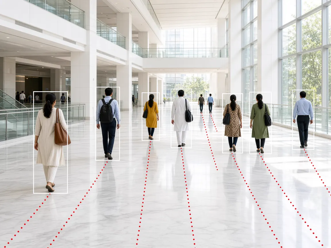 People detection and counting in a busy office lobby using AI video analytics