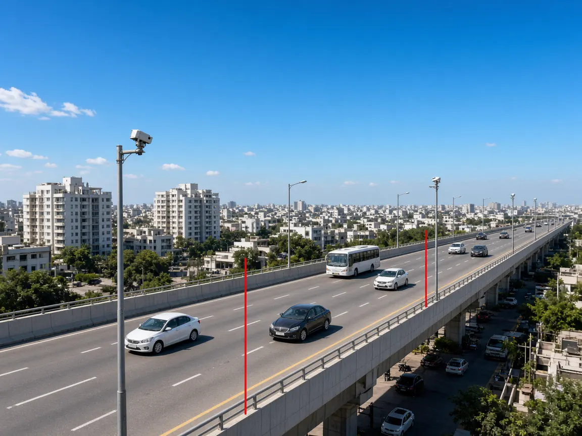 Section-speed monitoring cameras on the GD Naidu flyover in Coimbatore